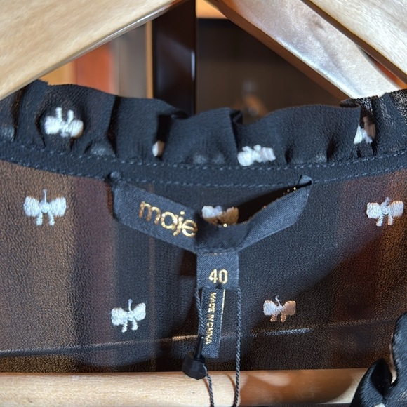 NWT Maje Rythonoeud Embroidered Bow Print Mini Dress Size 40 Size 10 - Picture 9 of 13